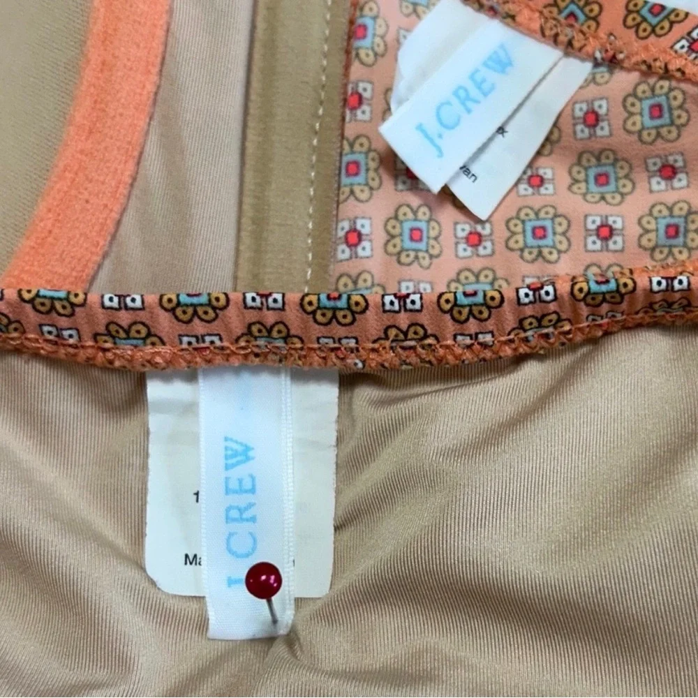 J.Crew Bikini Swimsuit Set 34C L Large Orange Medallion Geometric Boho Underwire